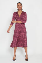 Amy Dress, Abstract Pink Bordeaux