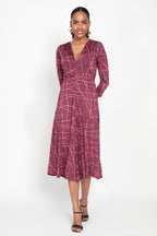 Amy Dress, Abstract Pink Bordeaux