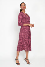 Amy Dress, Abstract Pink Bordeaux