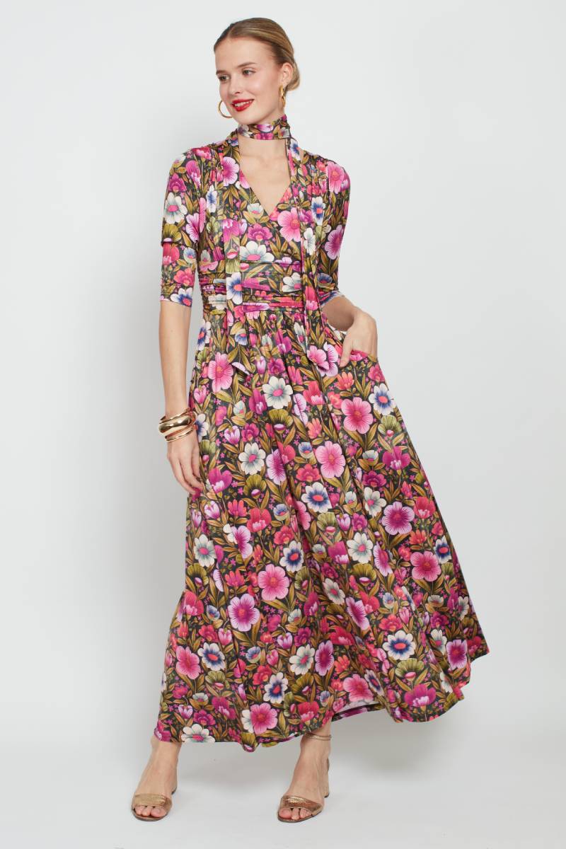 Crawford Dress, Vintage Pink Flower Print