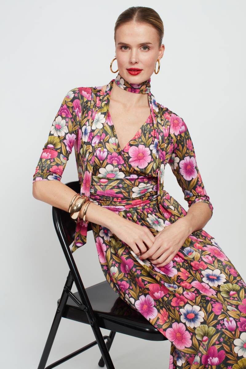 Crawford Dress, Vintage Pink Flower Print