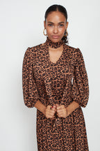 Esme Midi Dress, Small Leopard Brown