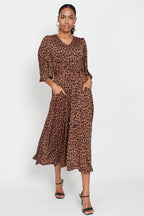 Esme Midi Dress, Small Leopard Brown
