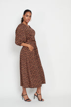 Esme Midi Dress, Small Leopard Brown