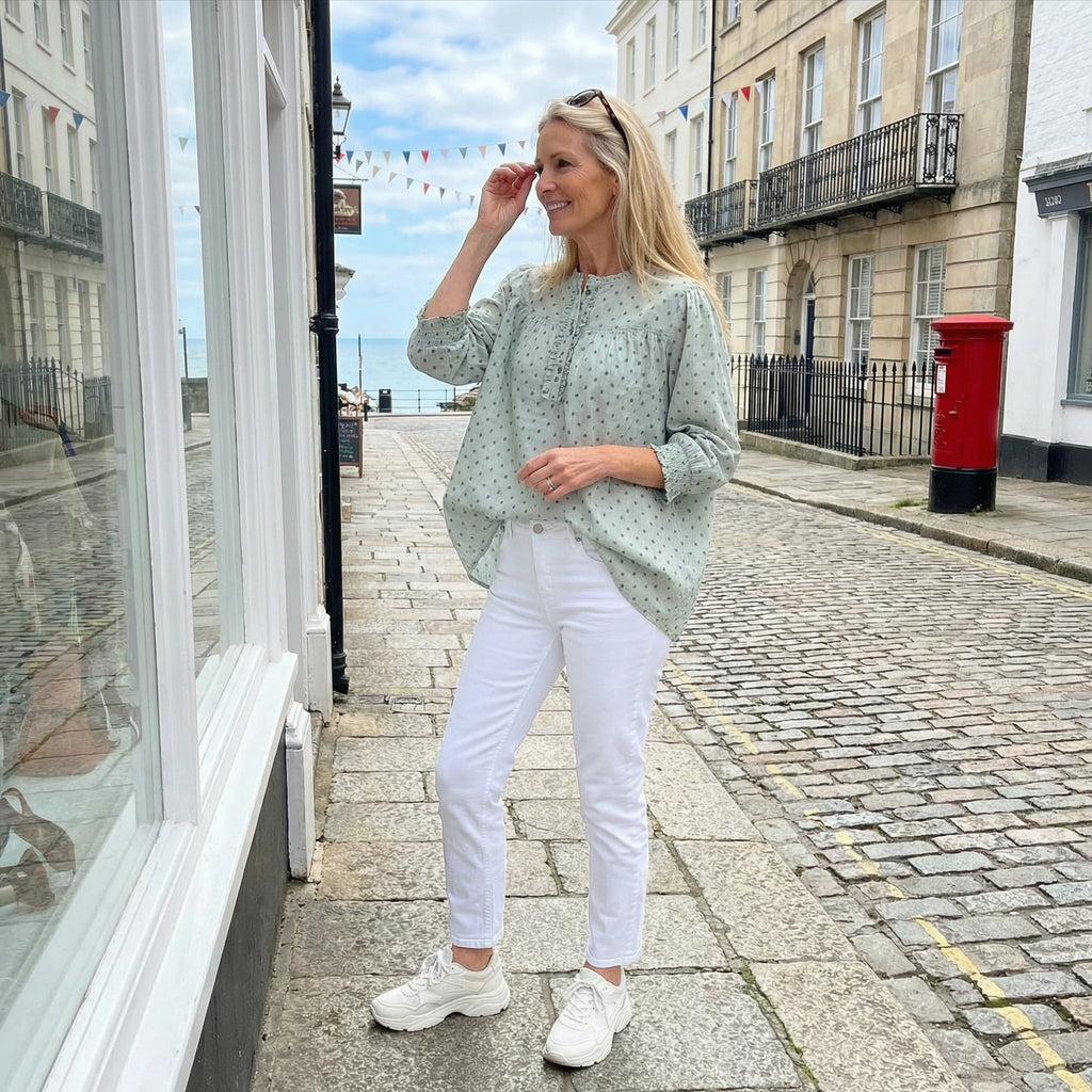 Alexi Blouse, Dusty Olive Mix