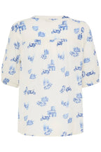 Bobbi Blouse, White with Blue