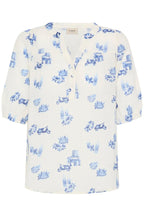 Bobbi Blouse, White with Blue