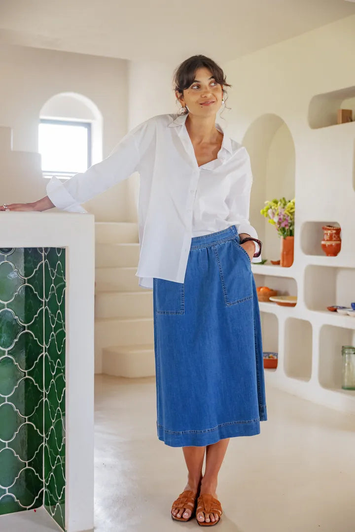 Chicago Skirt, Mid-Blue Denim