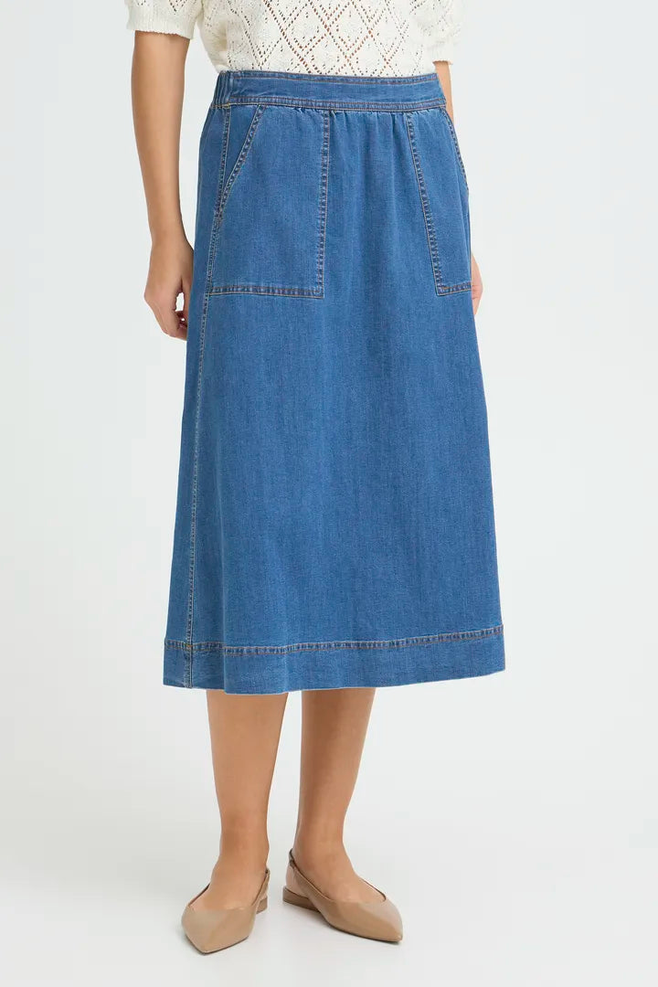 Chicago Skirt, Mid-Blue Denim