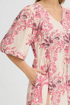 Dara Dress, Pink and Red print