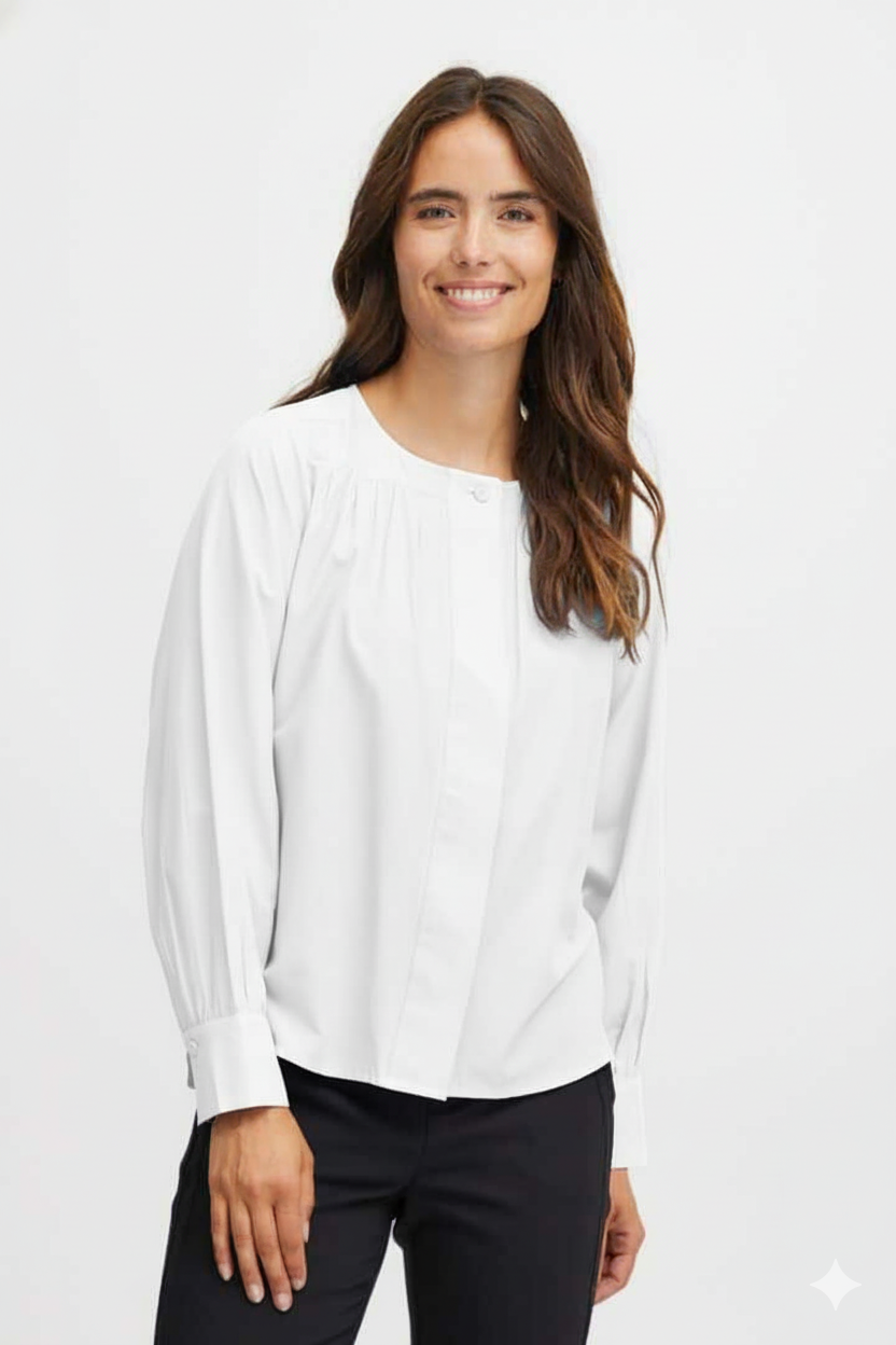 Hali Long Sleeved Blouse, Blanc de Blanc