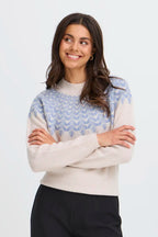 Isabella Fair Isle Pattern Jumper, Baby Blue & Cream