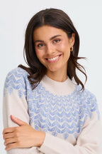 Isabella Fair Isle Pattern Jumper, Baby Blue & Cream