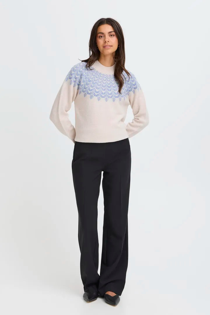 Isabella Fair Isle Pattern Jumper, Baby Blue & Cream