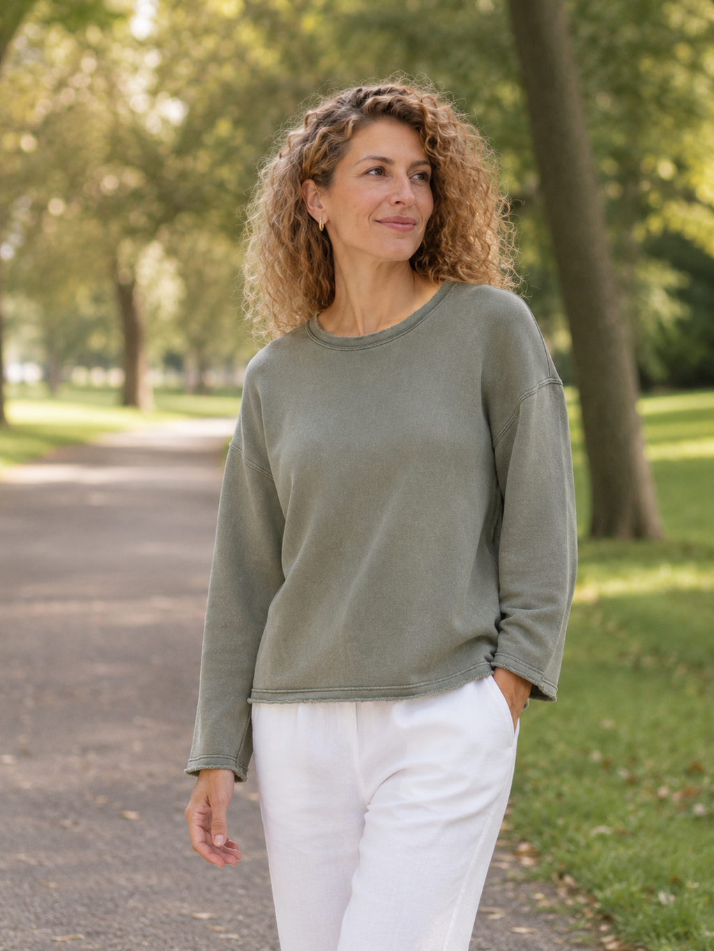 Serafina Sweatshirt, Smoky Olive