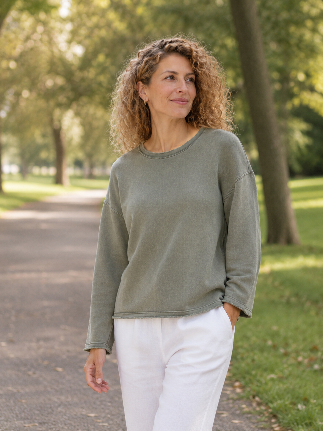 Serafina Sweatshirt, Smoky Olive