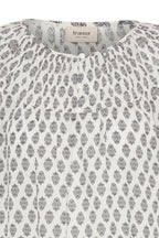 Voila Blouse, Graphic Stamp White Black