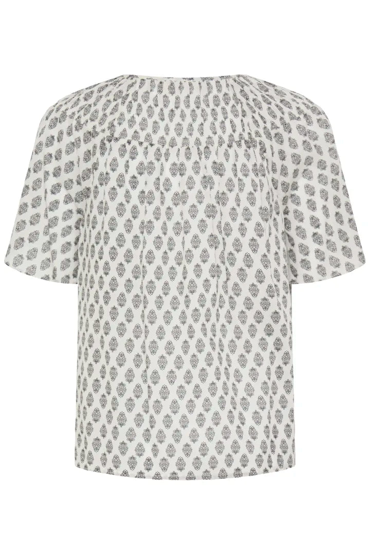 Voila Blouse, Graphic Stamp White Black