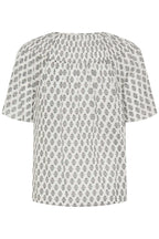 Voila Blouse, Graphic Stamp White Black