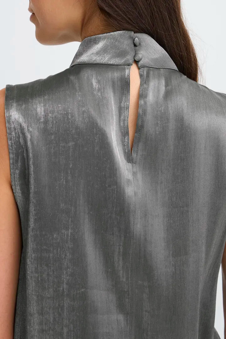 Yolanda Top, Grey Pinstripe