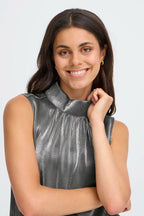 Yolanda Top, Grey Pinstripe