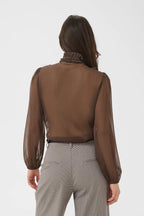 Lilja Crinkle Long Sleeved Shirt, Chocolate Brown