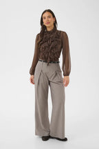 Lilja Crinkle Long Sleeved Shirt, Chocolate Brown