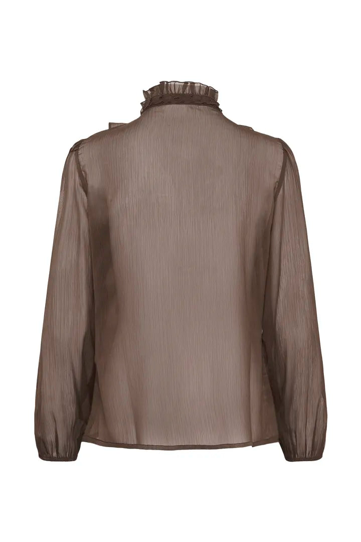 Lilja Crinkle Long Sleeved Shirt, Chocolate Brown