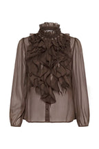 Lilja Crinkle Long Sleeved Shirt, Chocolate Brown