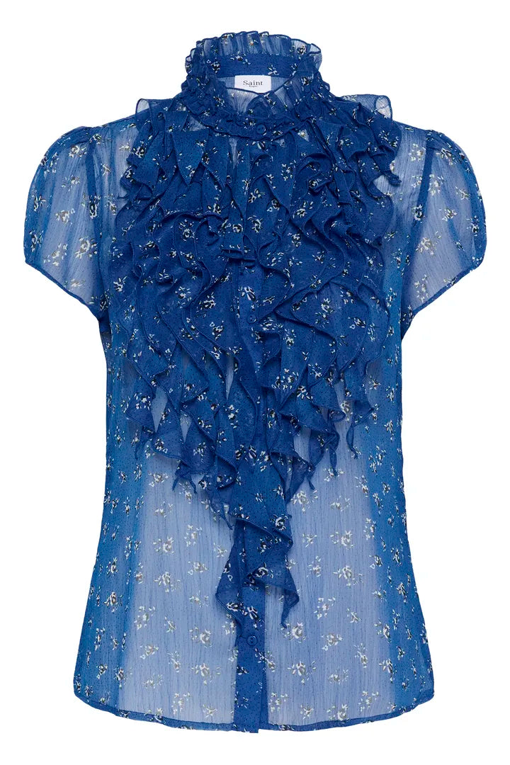 Lilja Crinkle Short Sleeved Shirt, Crimson Mini Floral