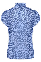 Lilja Crinkle Short Sleeved Shirt, Hydrangea Midnight Leopard