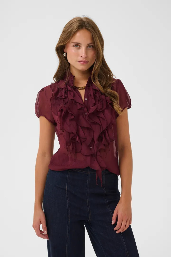 Lilja Crinkle Short Sleeved Shirt, Port Royale