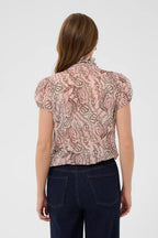 Lilja Crinkle Short Sleeved Shirt, Dusty Pinks Arty Blooms