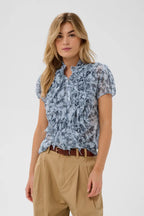 Lilja Crinkle Short-Sleeved Shirt, Skyway Eclipse Spring Floral