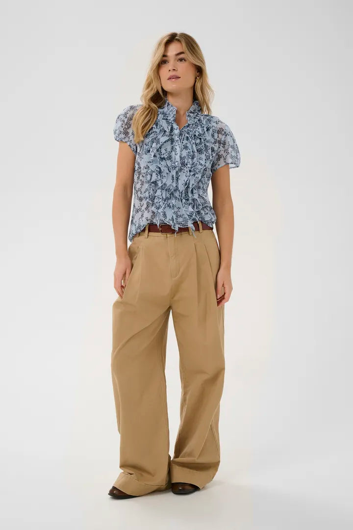 Lilja Crinkle Short-Sleeved Shirt, Skyway Eclipse Spring Floral