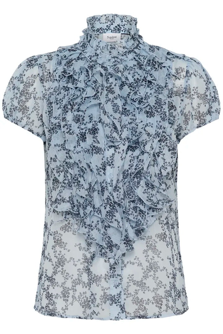 Lilja Crinkle Short-Sleeved Shirt, Skyway Eclipse Spring Floral