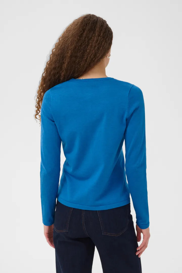 Mila Round Neck Cardigan, Campanula Melange