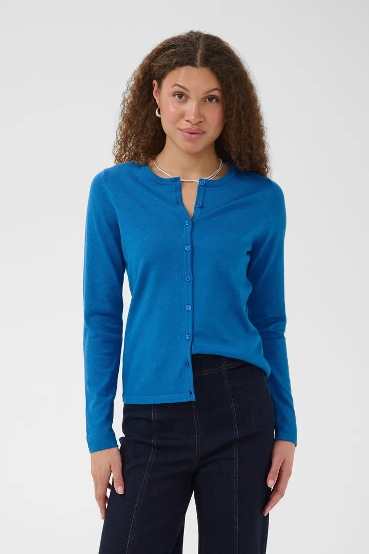 Mila Round Neck Cardigan, Campanula Melange