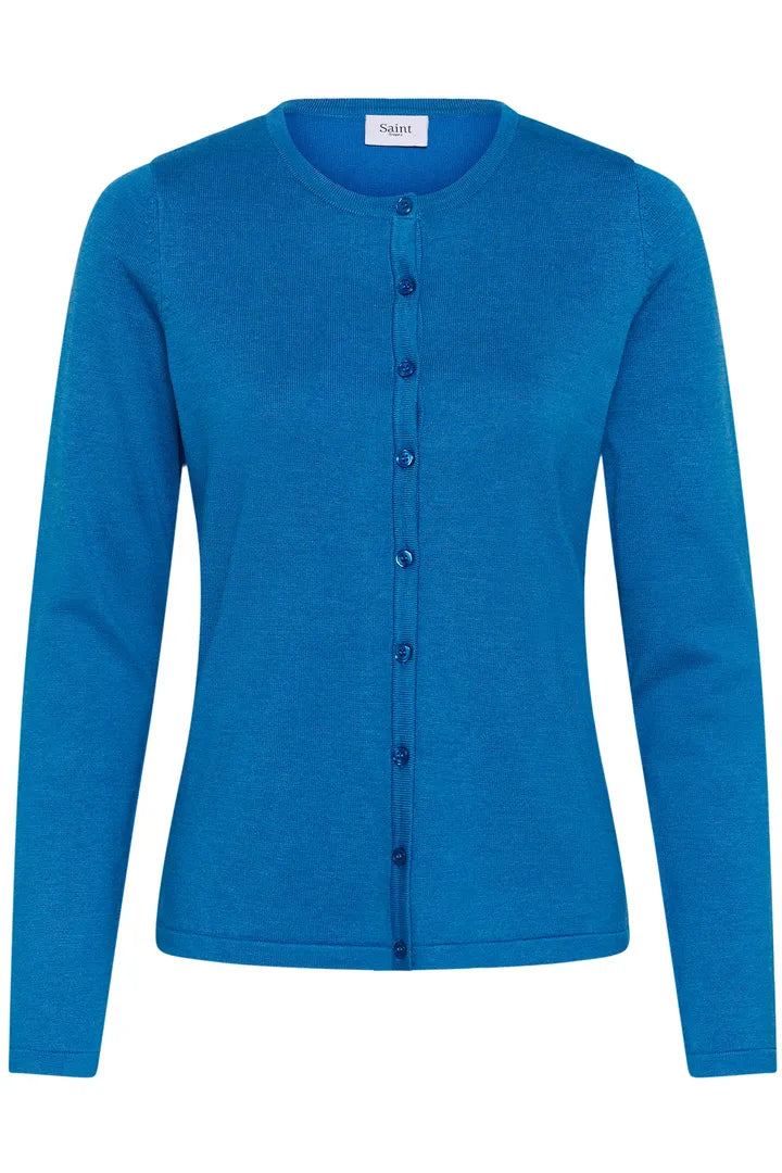 Mila Round Neck Cardigan, Campanula Melange