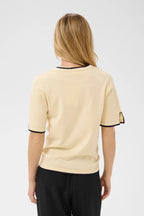 Mila Short Sleeved Pullover, Birch/Night Sky Contrast Stripe
