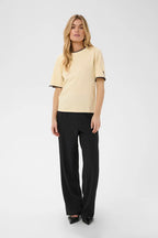 Mila Short Sleeved Pullover, Birch/Night Sky Contrast Stripe