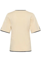 Mila Short Sleeved Pullover, Birch/Night Sky Contrast Stripe
