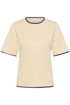 Mila Short Sleeved Pullover, Birch/Night Sky Contrast Stripe