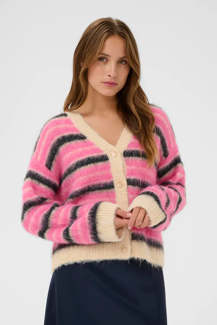 Olma Cardigan, Peony Orchid Stripes