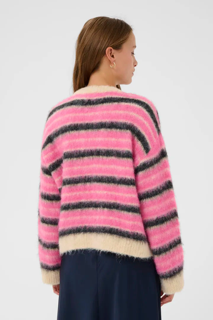 Olma Cardigan, Peony Orchid Stripes