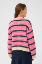 Olma Cardigan, Peony Orchid Stripes