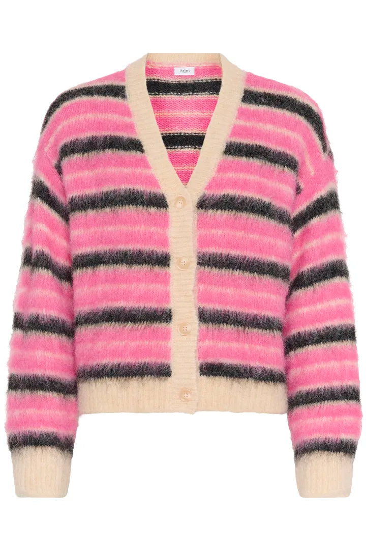 Olma Cardigan, Peony Orchid Stripes
