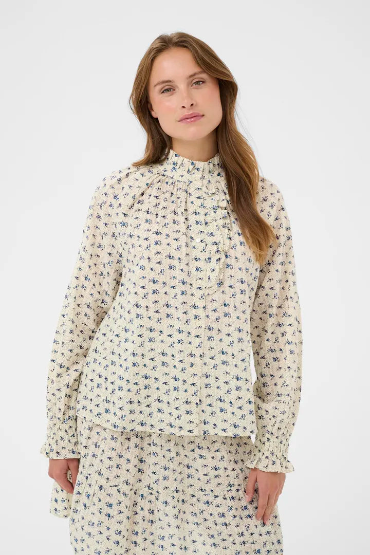 Omelia Shirt, Turtledove Mini Floral