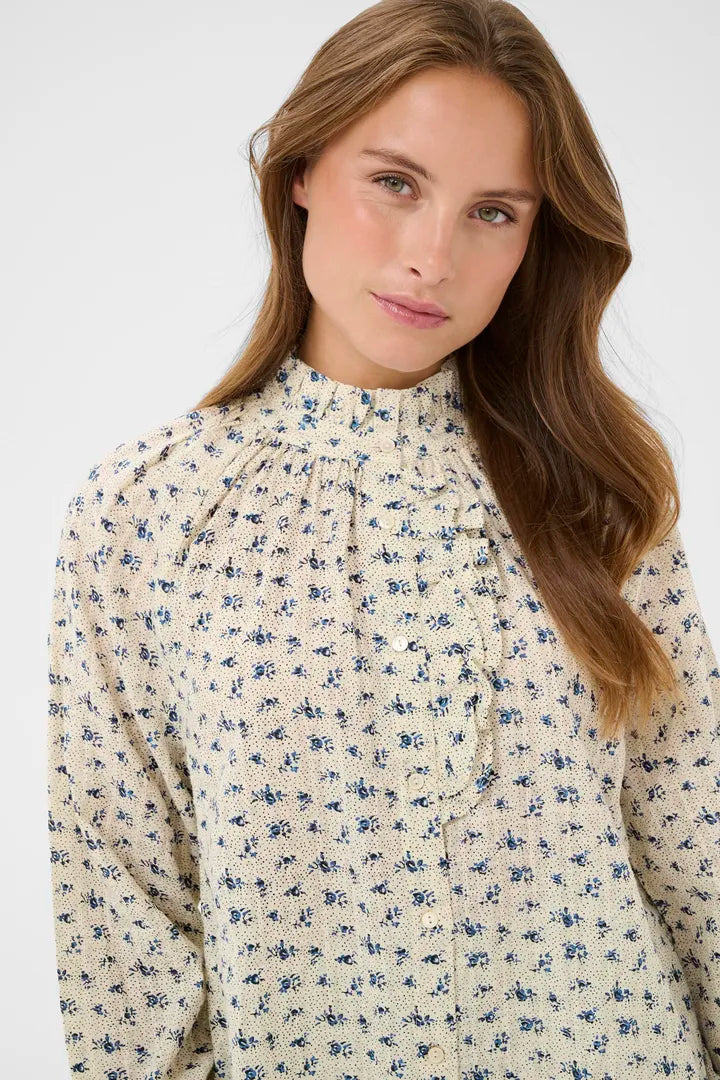 Omelia Shirt, Turtledove Mini Floral