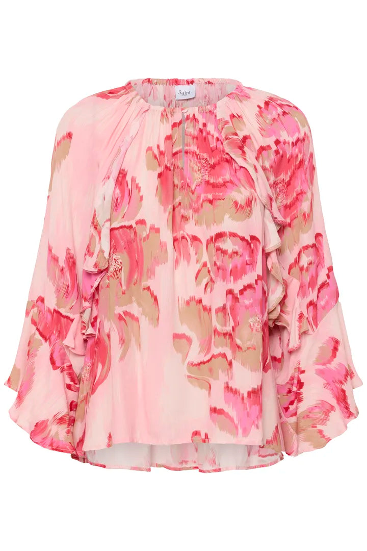 Pollyana Blouse, Poppy Shaded Flower